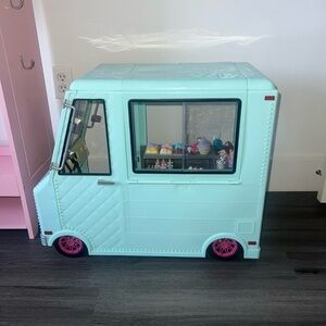 Our generation Aqua Ice Cream Truck Toy with Pink Accents